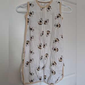 aden + anais White Sleep Sack with Brown Monkey Print